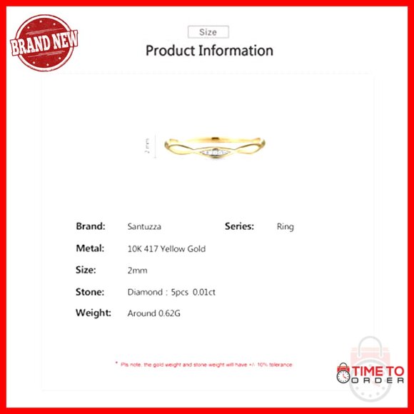 10K Solid Gold Diamond Twisted Stacking Ring Size 7.5